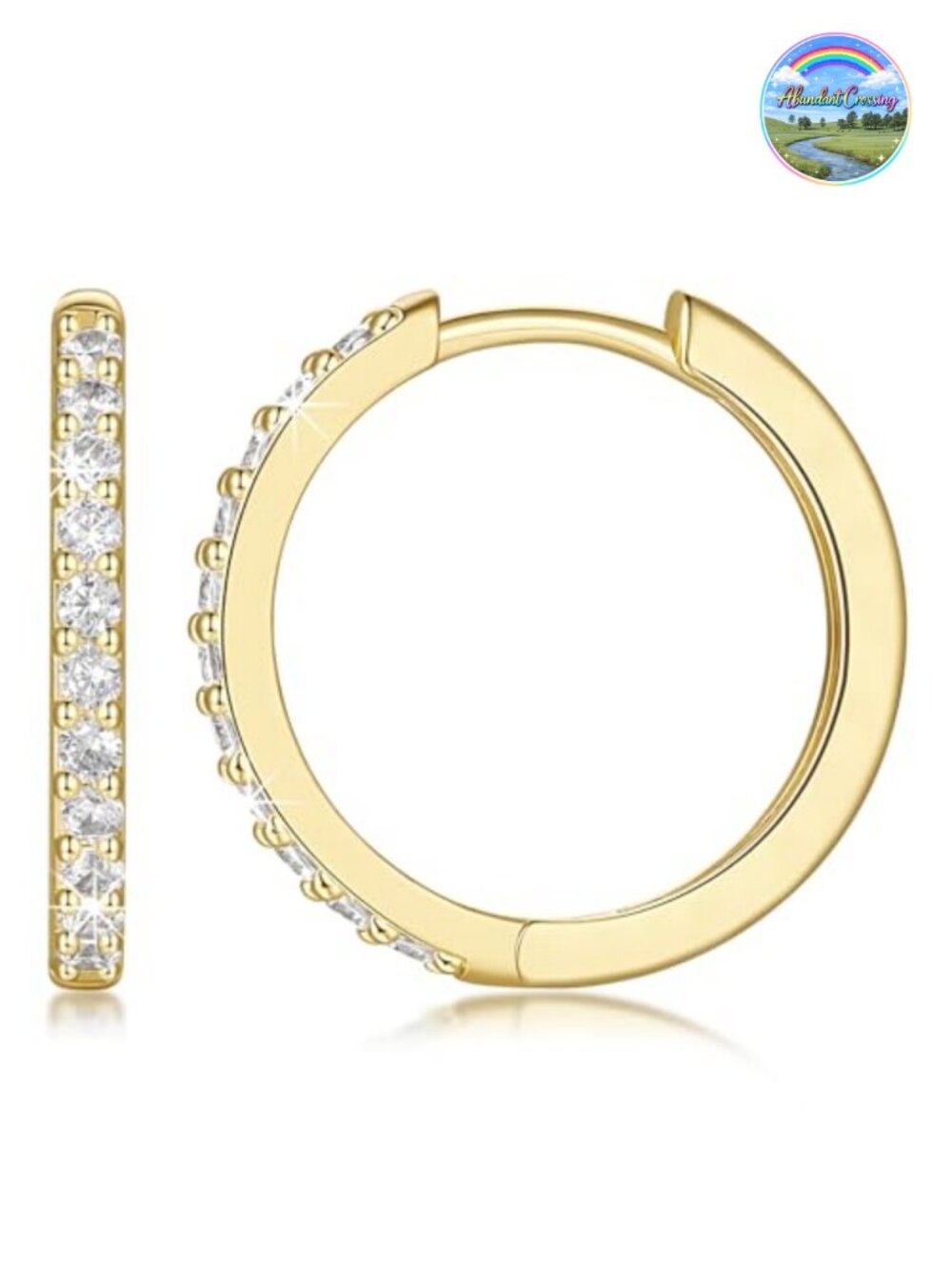 14K Gold Plated Hoop Earrings for Women Cubic Zirconia Hypoallergenic